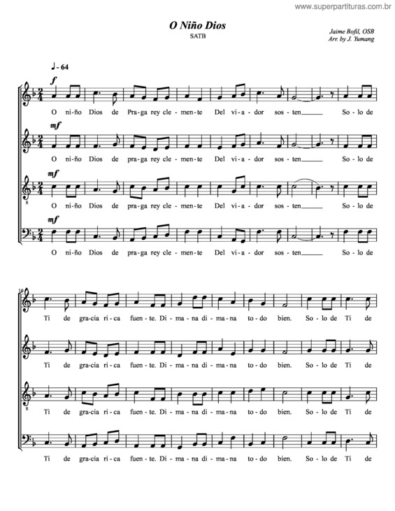 Partitura da música O Niño Dios