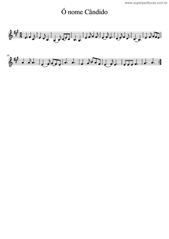 Partitura da música Ó Nome Cândido