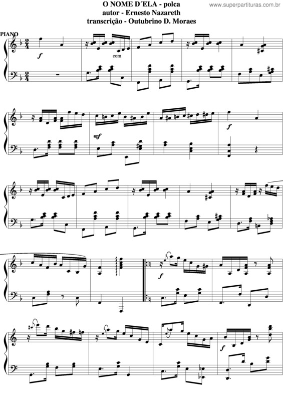 Partitura da música O Nome D´Ela