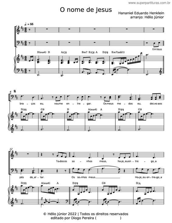 Partitura da música O Nome De Jesus – Adhemar De Campos