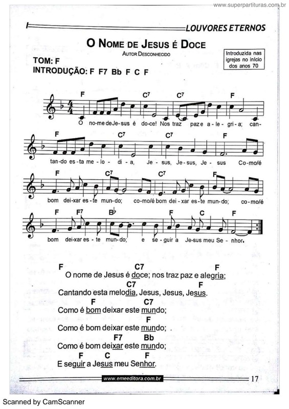 Partitura da música O Nome De Jesus É Doce v.2