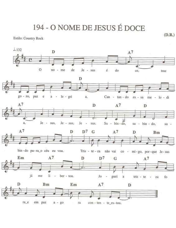 Partitura da música O Nome De Jesus É Doce