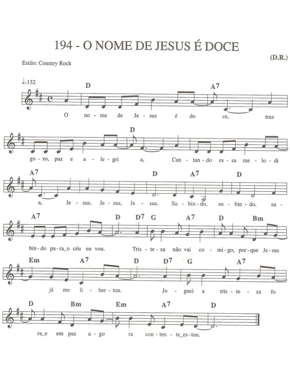 Partitura da música O Nome De Jesus É Doce