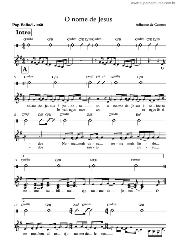 Partitura da música O Nome De Jesus v.3