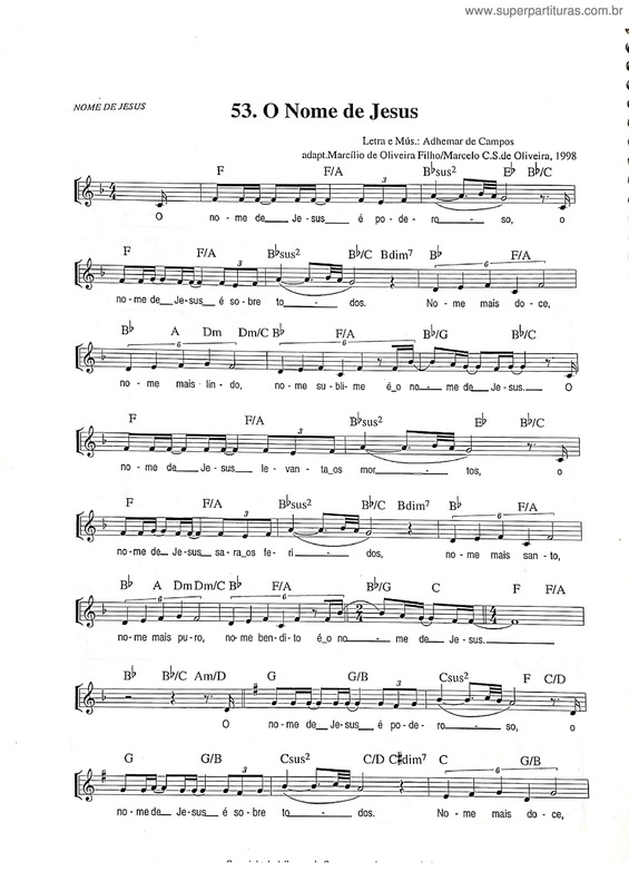 Partitura da música O Nome De Jesus v.8