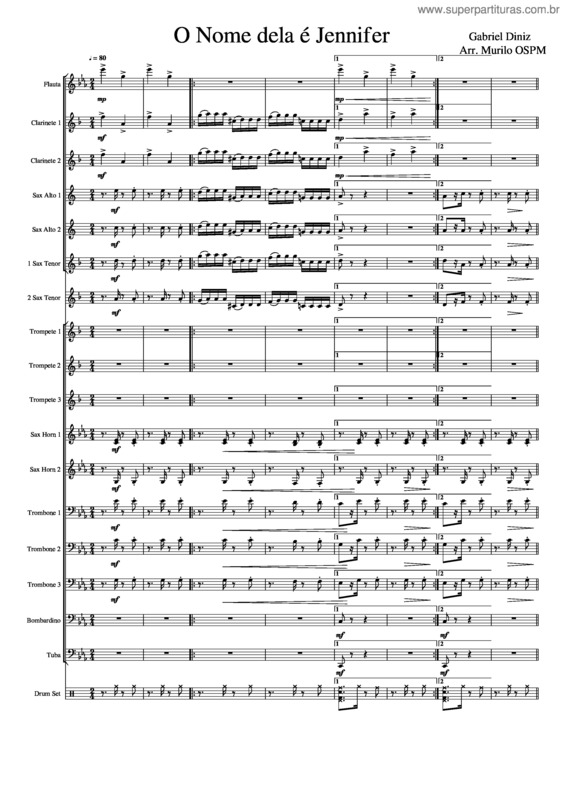 Partitura da música O Nome Dela É Jennifer