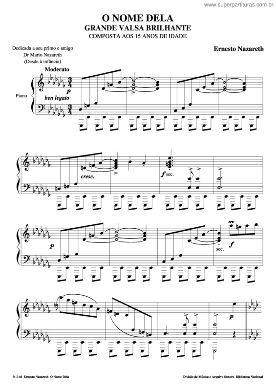 Partitura da música O Nome Dela v.2