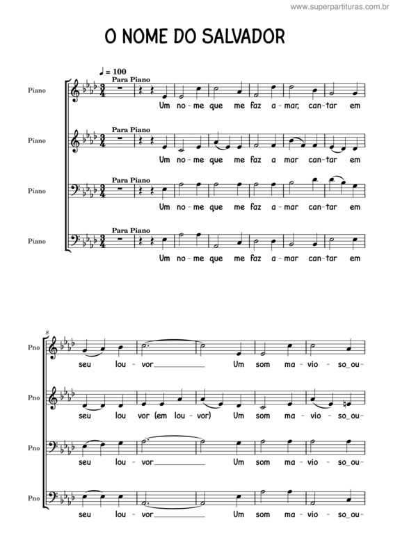 Partitura da música O Nome Do Salvador–Novo – Isiscarpediem