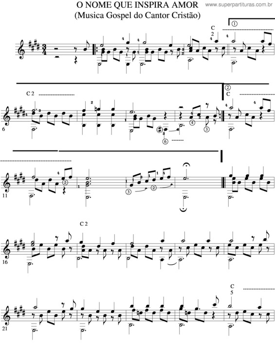 Partitura da música O Nome Que Inspira Amor