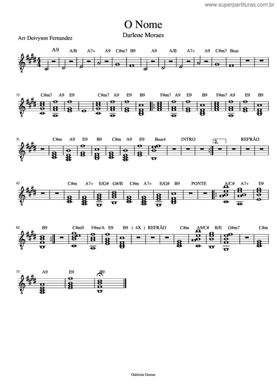 Partitura da música O Nome