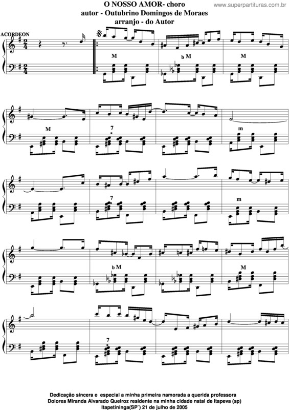 Partitura da música O Nosso Amor v.3