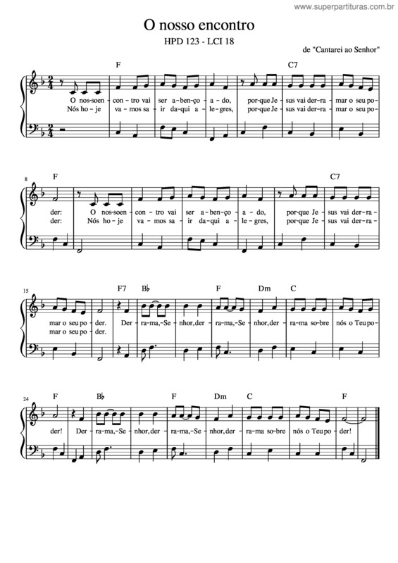 Partitura da música O Nosso Encontro – Unknown Composer Hpd123 – Lci 18 – O Nosso Encontro