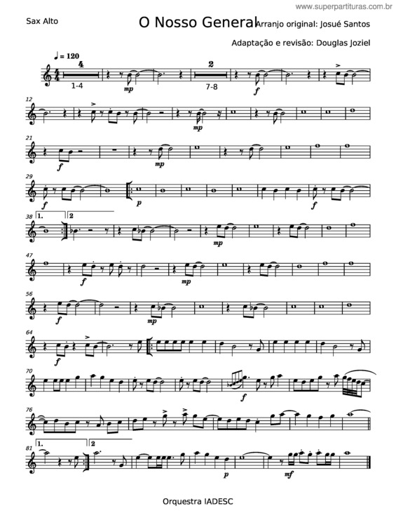 Partitura da música O Nosso General – Josué Santos