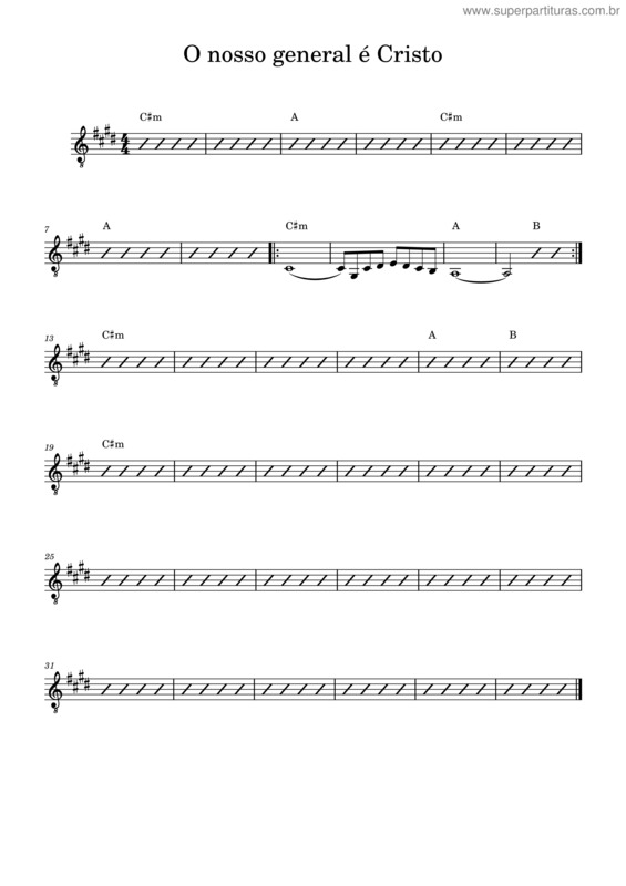 Partitura da música O Nosso General É Cristo v.2