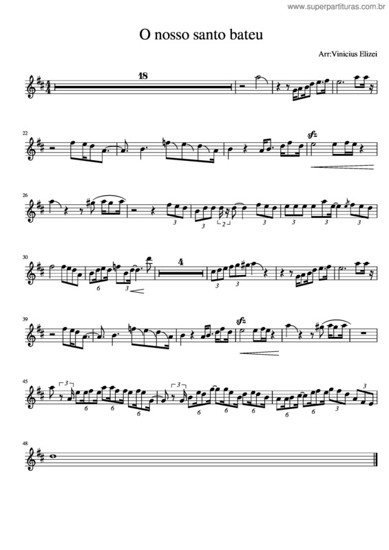 Partitura da música O Nosso Santo Bateu v.5