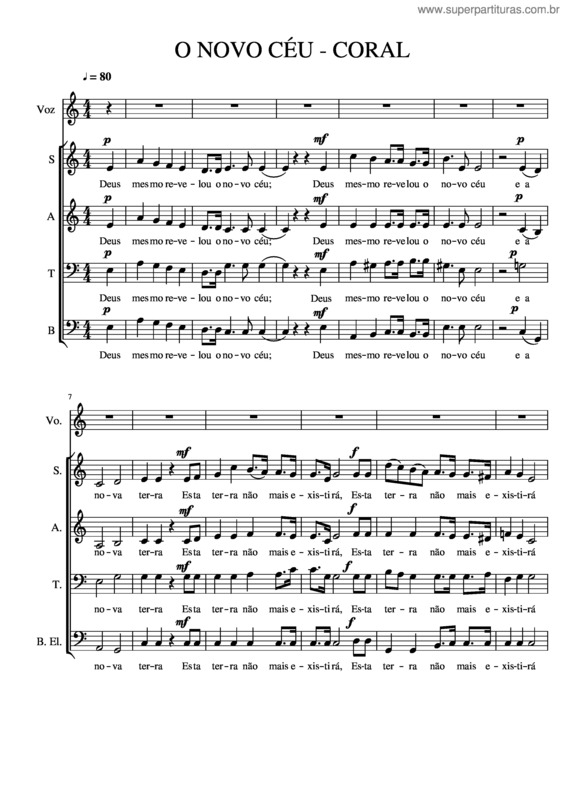 Partitura da música O Novo Céu