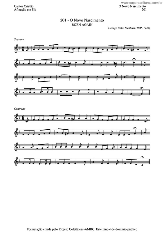 Partitura da música O Novo Nascimento v.2