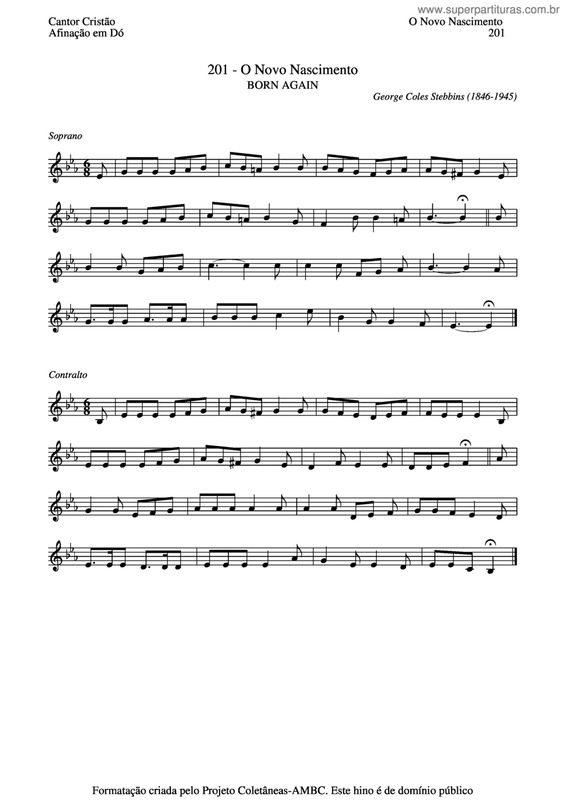 Partitura da música O Novo Nascimento