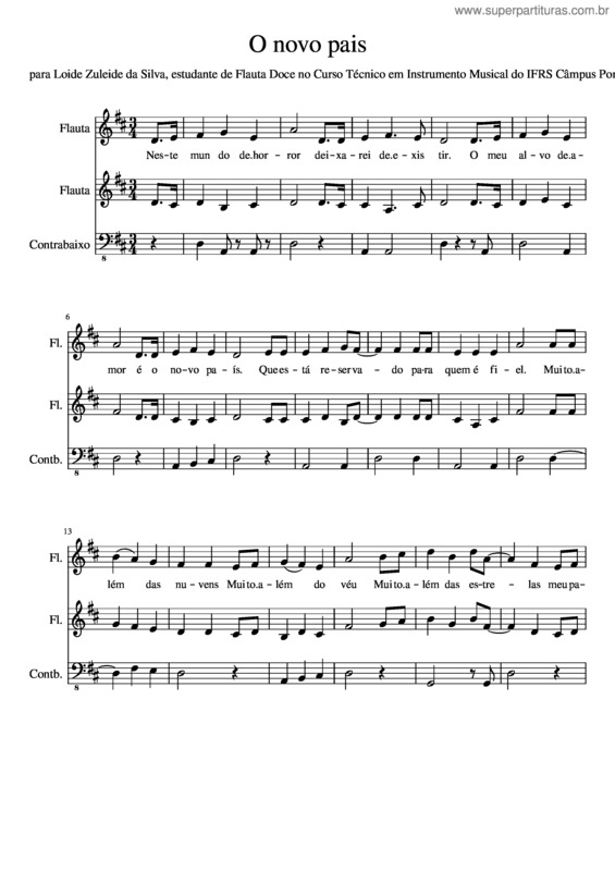Partitura da música O Novo País