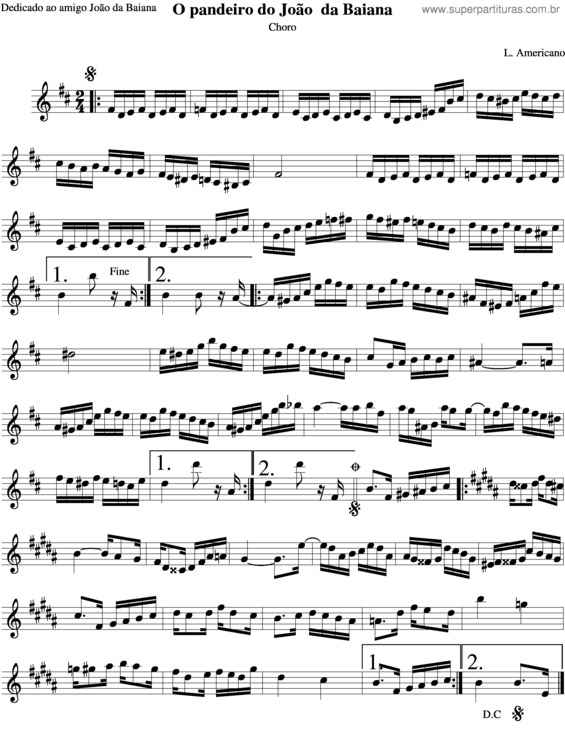 Partitura da música O Pandeiro Do João Da Baiana