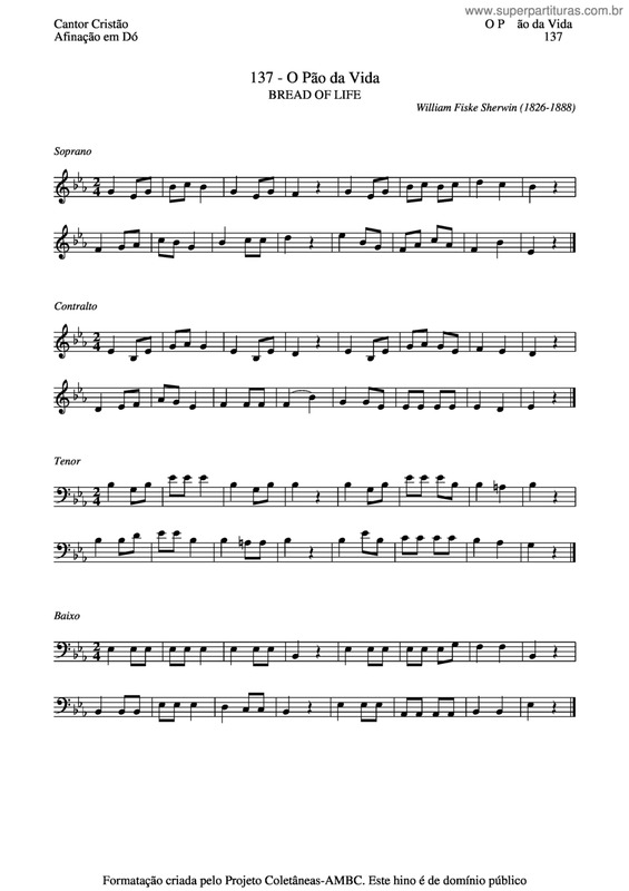 Partitura da música O Pão Da Vida v.4