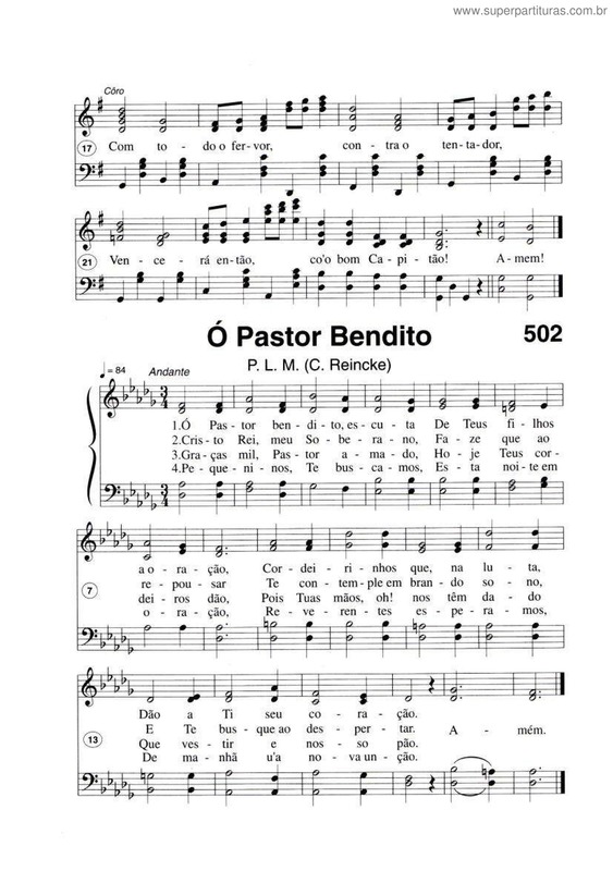 Partitura da música Ó Pastor Bendito