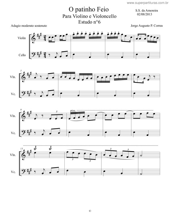 Partitura da música O patinho feio