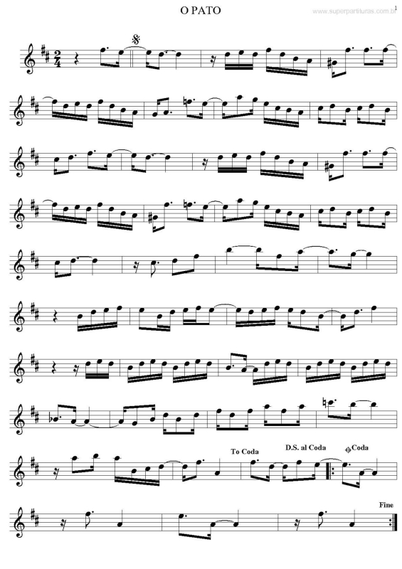 Partitura da música O Pato v.2