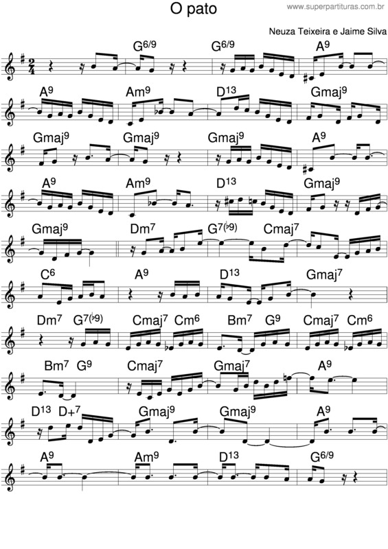 Partitura da música O Pato v.4