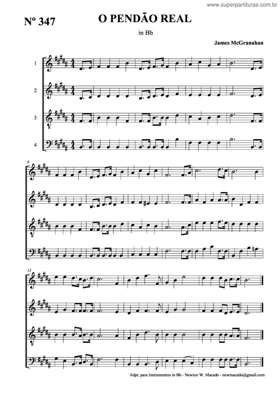 Partitura da música O Pendão Real v.2