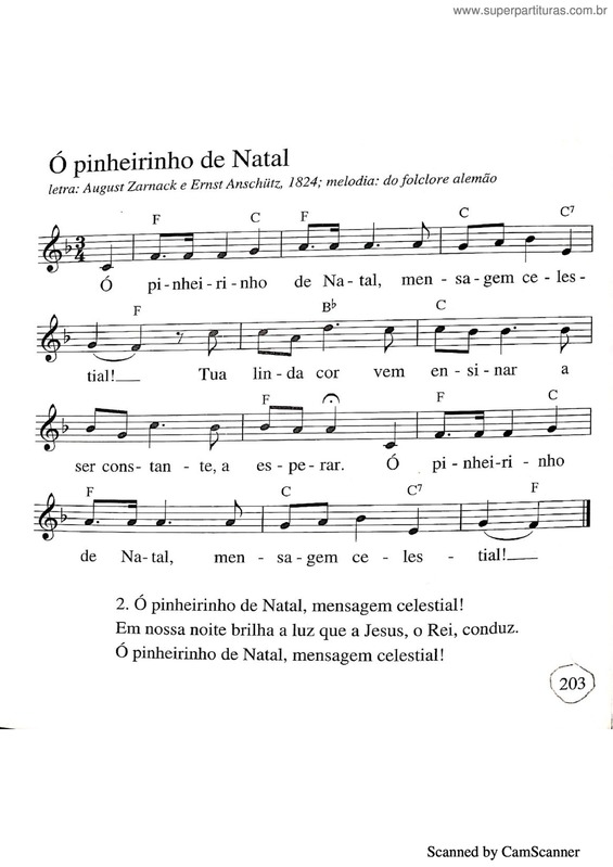 Partitura da música Ó Pinheirinho De Natal