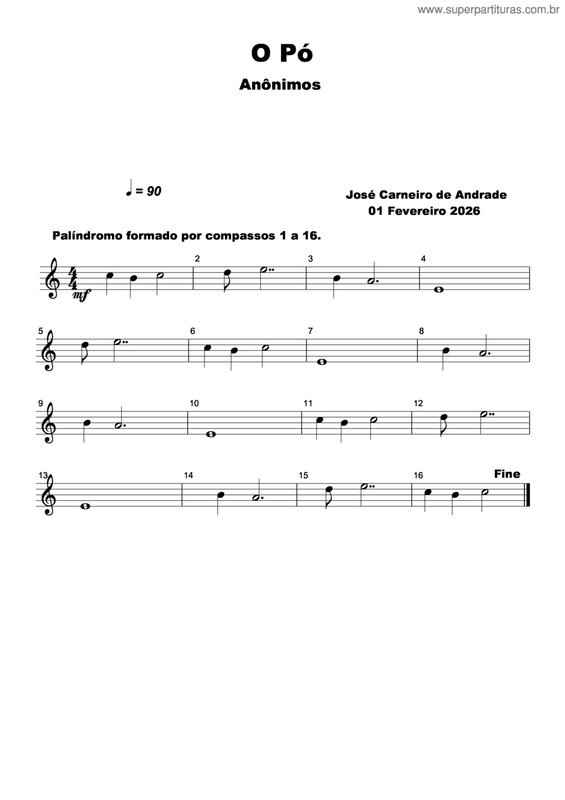 Partitura da música O Pó