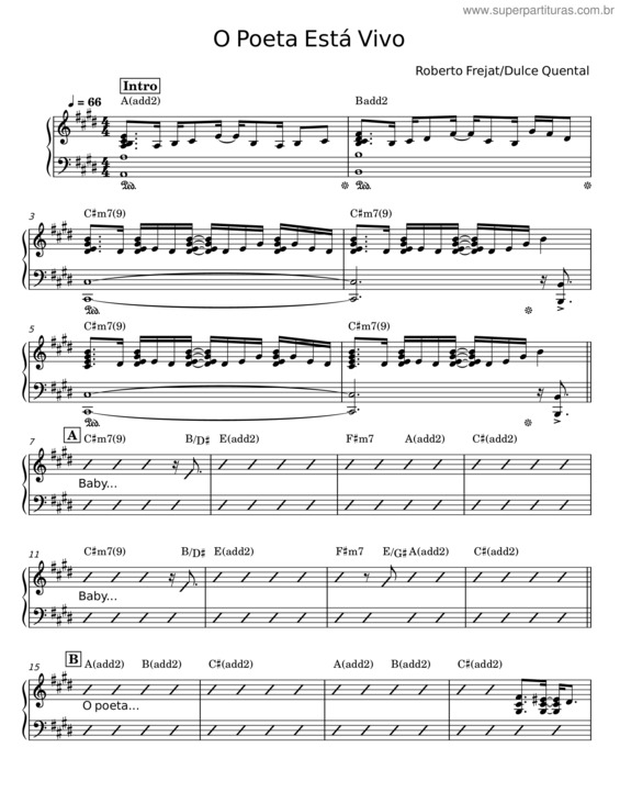 Partitura da música O Poeta Está Vivo