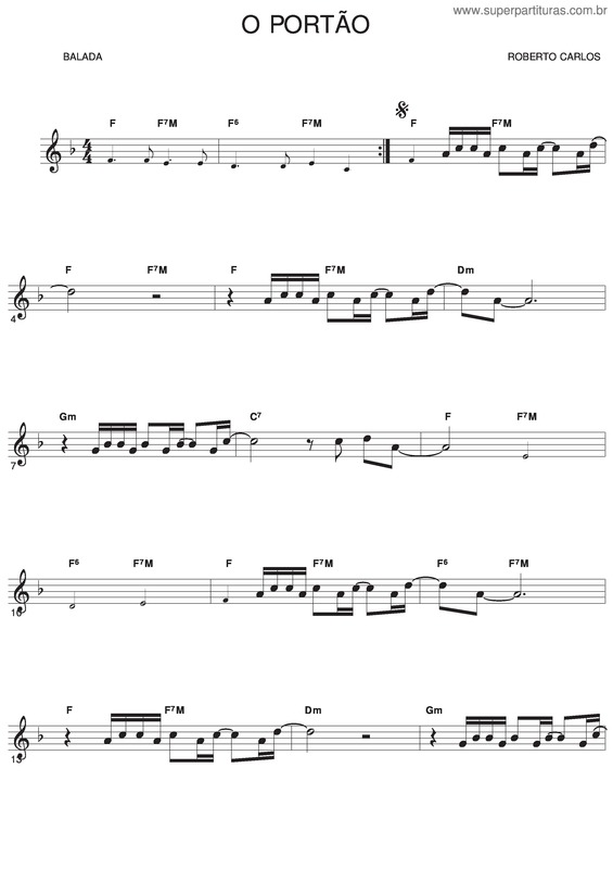 Partitura da música O Portão v.3