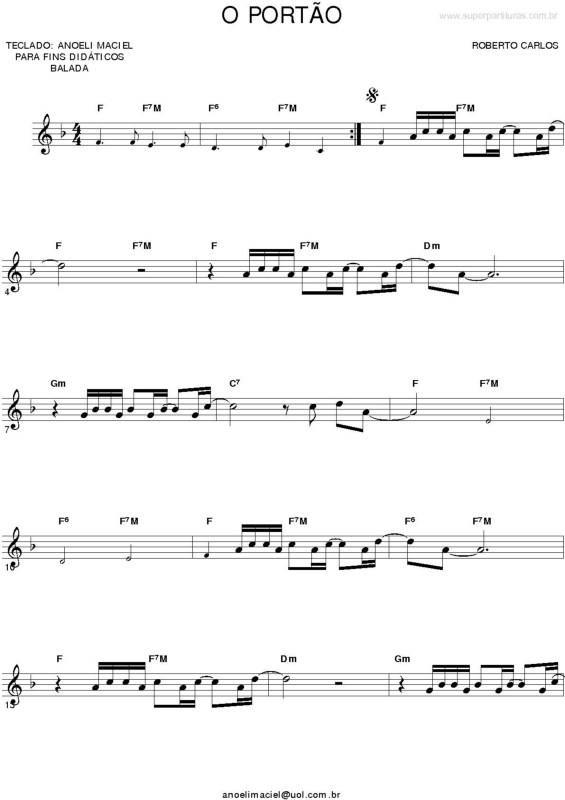 Partitura da música O Portão