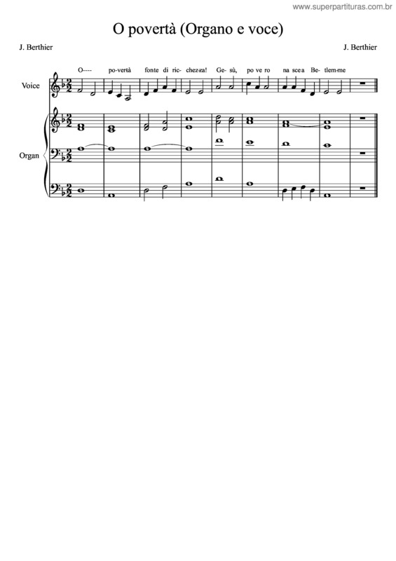 Partitura da música O Povertà