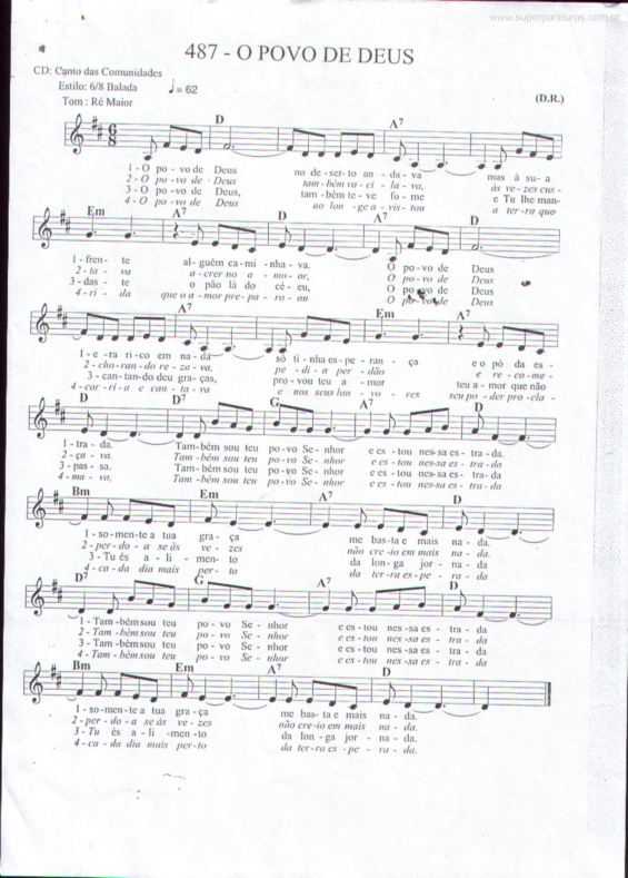 Partitura da música O Povo de Deus