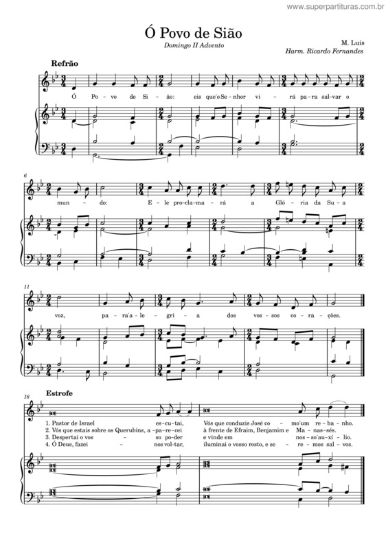 Partitura da música Ó Povo De Sião – M. Luís