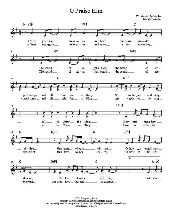 Partitura da música O Praise Him v.2