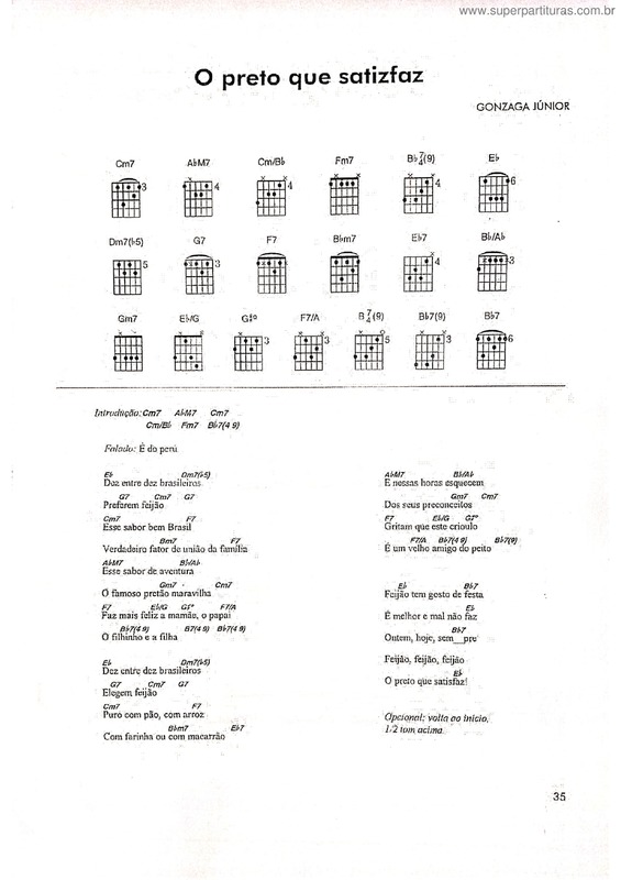 Partitura da música O Preto Que Satisfaz