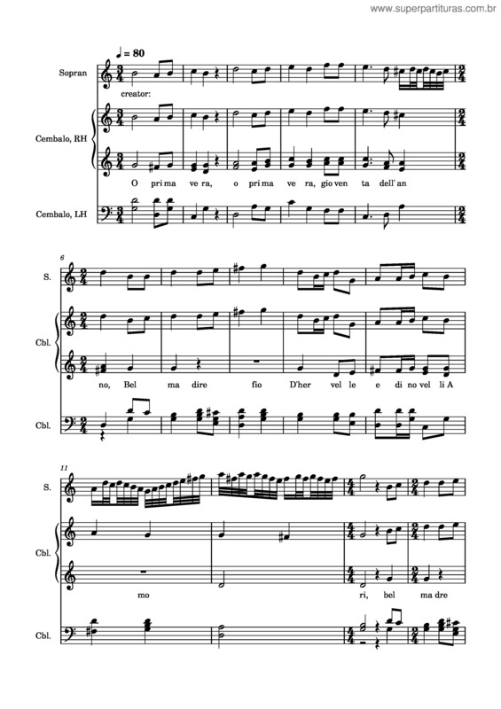 Partitura da música O Primavera Luzzaschi