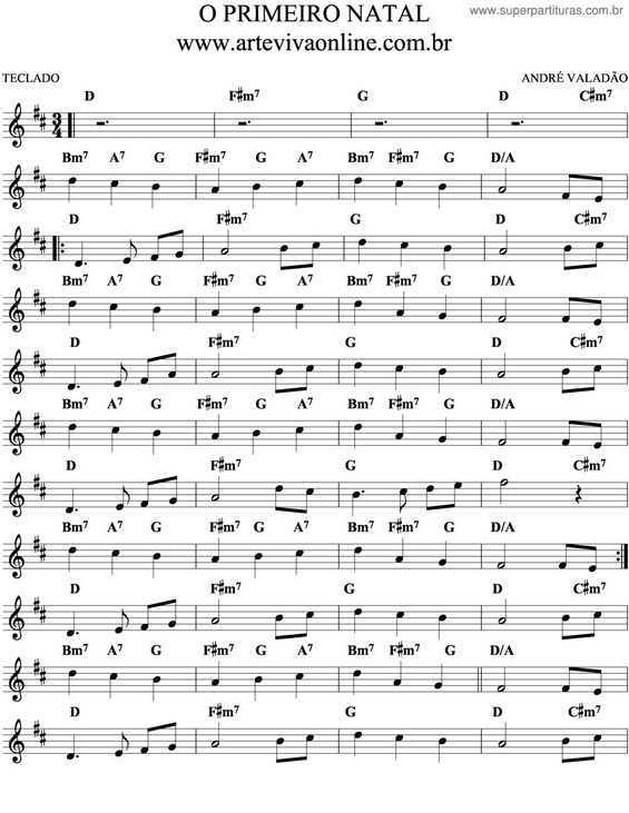 Partitura da música O Primeiro Natal v.5