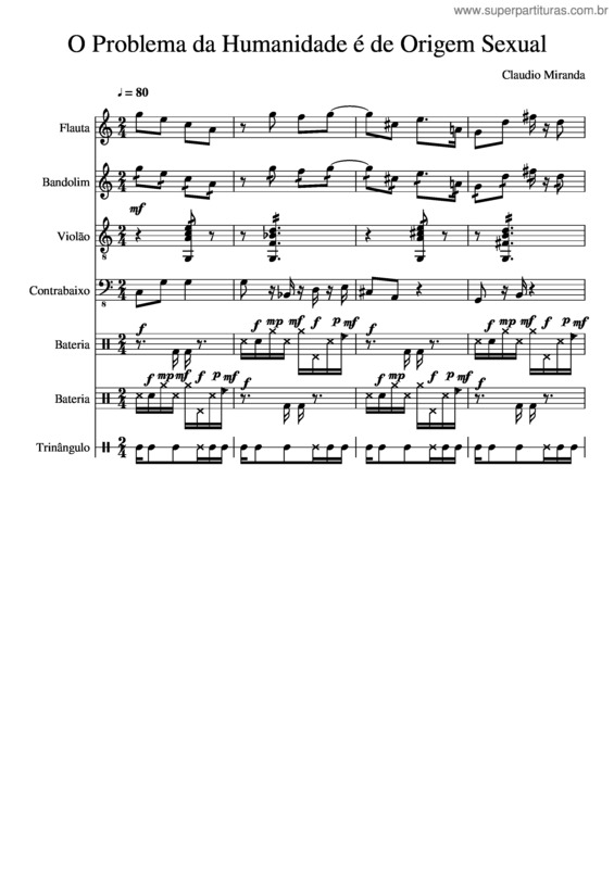Partitura da música O Problema Da Humanidade É De Origem Sexual