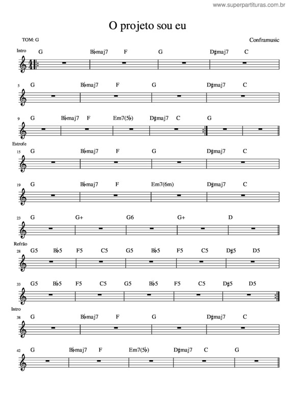 Partitura da música O Projeto Sou Eu