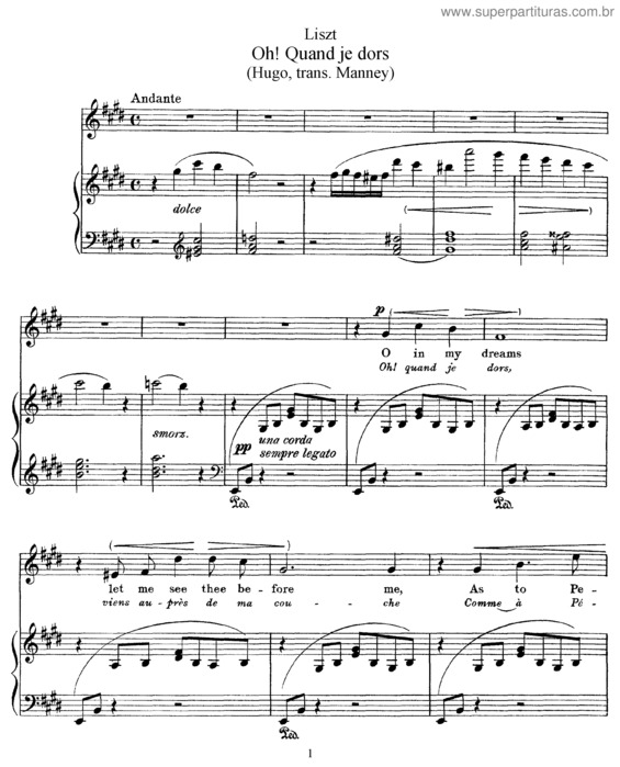 Partitura da música O quand je dors