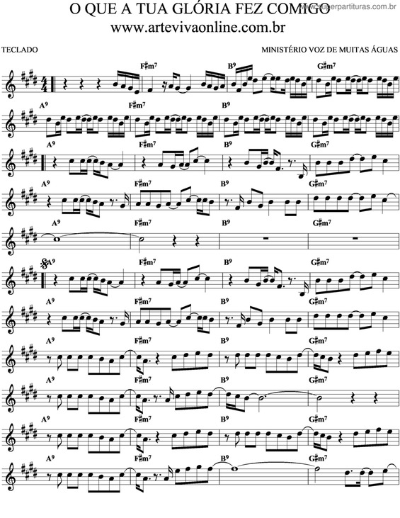 Partitura da música O Que A Tua Glória Fez Comigo