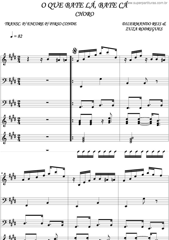 Partitura da música O Que Bate La Bate Ca