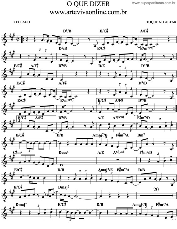 Partitura da música O Que Dizer v.3