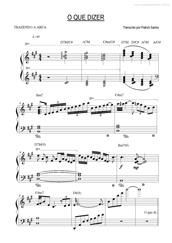 Partitura da música O Que Dizer