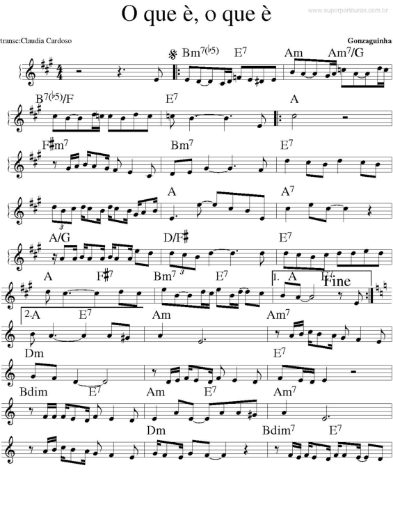 Partitura da música O Que É, O Que É v.2